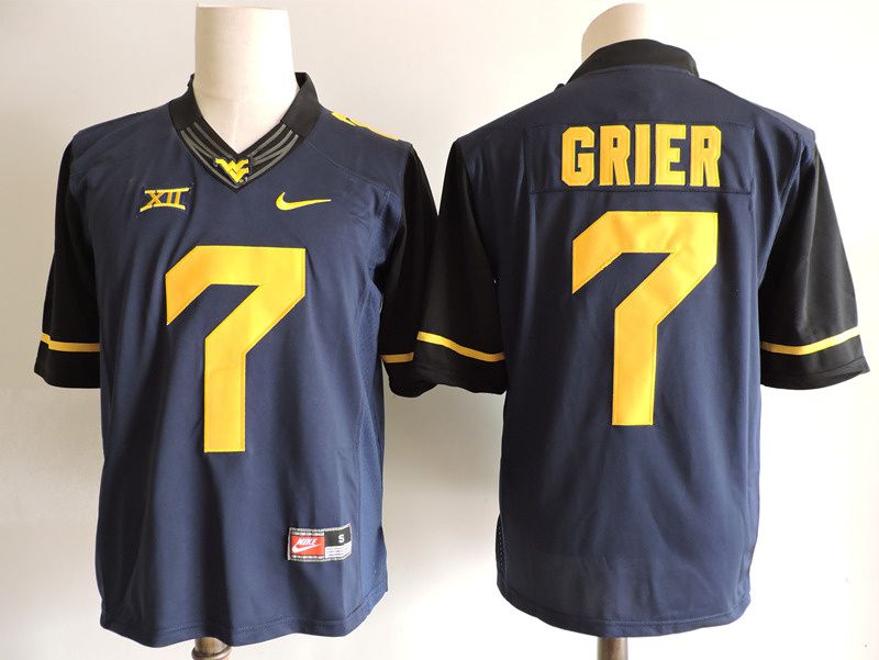 Men West Virginia Mountaineers #7 Grier Drak Blue Nike 2025 NCAA Jersey